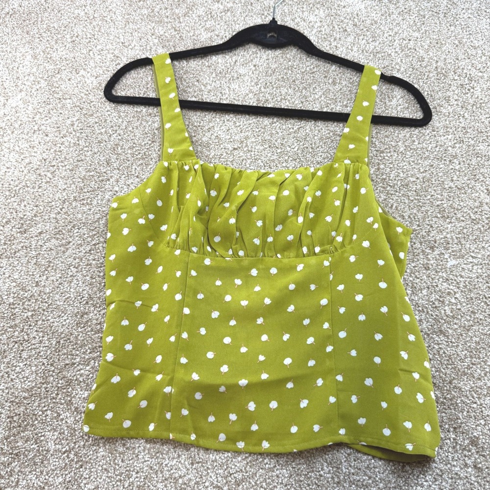 J.O.A. Just One Answer Green Floral Smocked Back Top M NEW Summer Cami Party